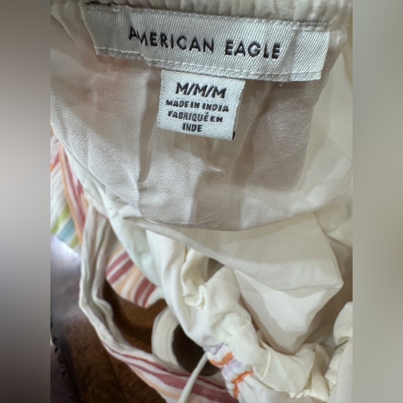 American Eagle Striped Ruched Halter Midi Dress | M | Cotton Lined Tiered - Picture 13 of 16